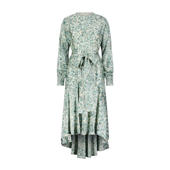 Aleeza Paris Onyx Green Leaf Print Dress NWT Size L - Picture 2 of 2